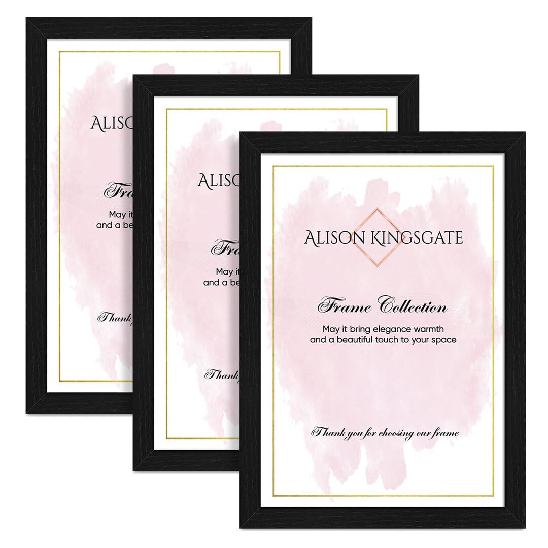 Alison Kingsgate 30X16 Black Modern Photo Frames Pack of 3 - Engineered Wood Picture Frame with Perspex Front - Ideal for Certificates - Wall Mount or Tabletop - Multiple Sizes & Colors — image 1
