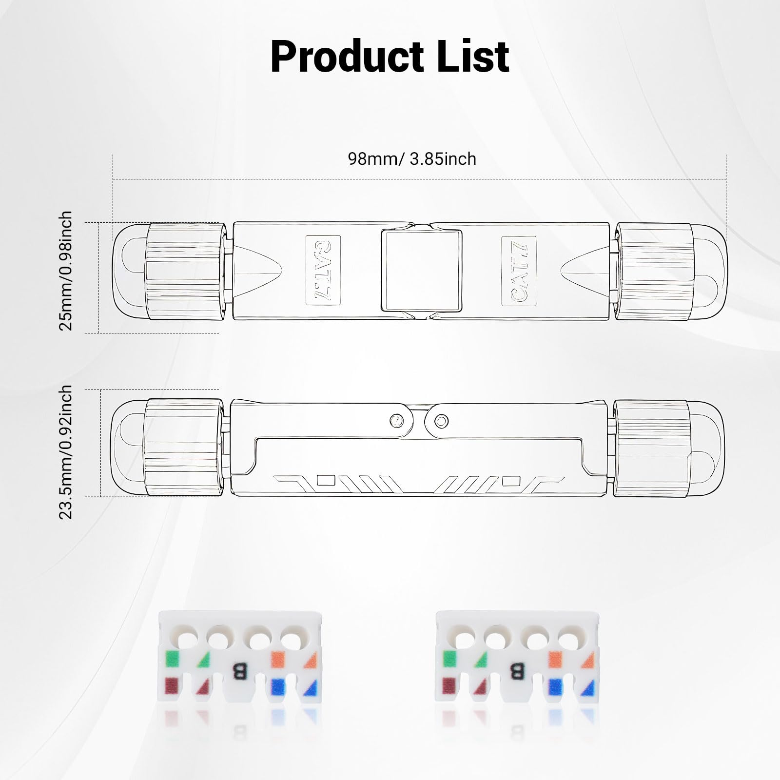 8PCS CAT 7 LSA Netzwerkkabel Verbinder werkzeuglos, RJ45 Cat7 Verbinder STP feldkonfektionierbare Kupplung Adapter Verlängerung für LAN Verlegekabel Ethernet Installationskabel