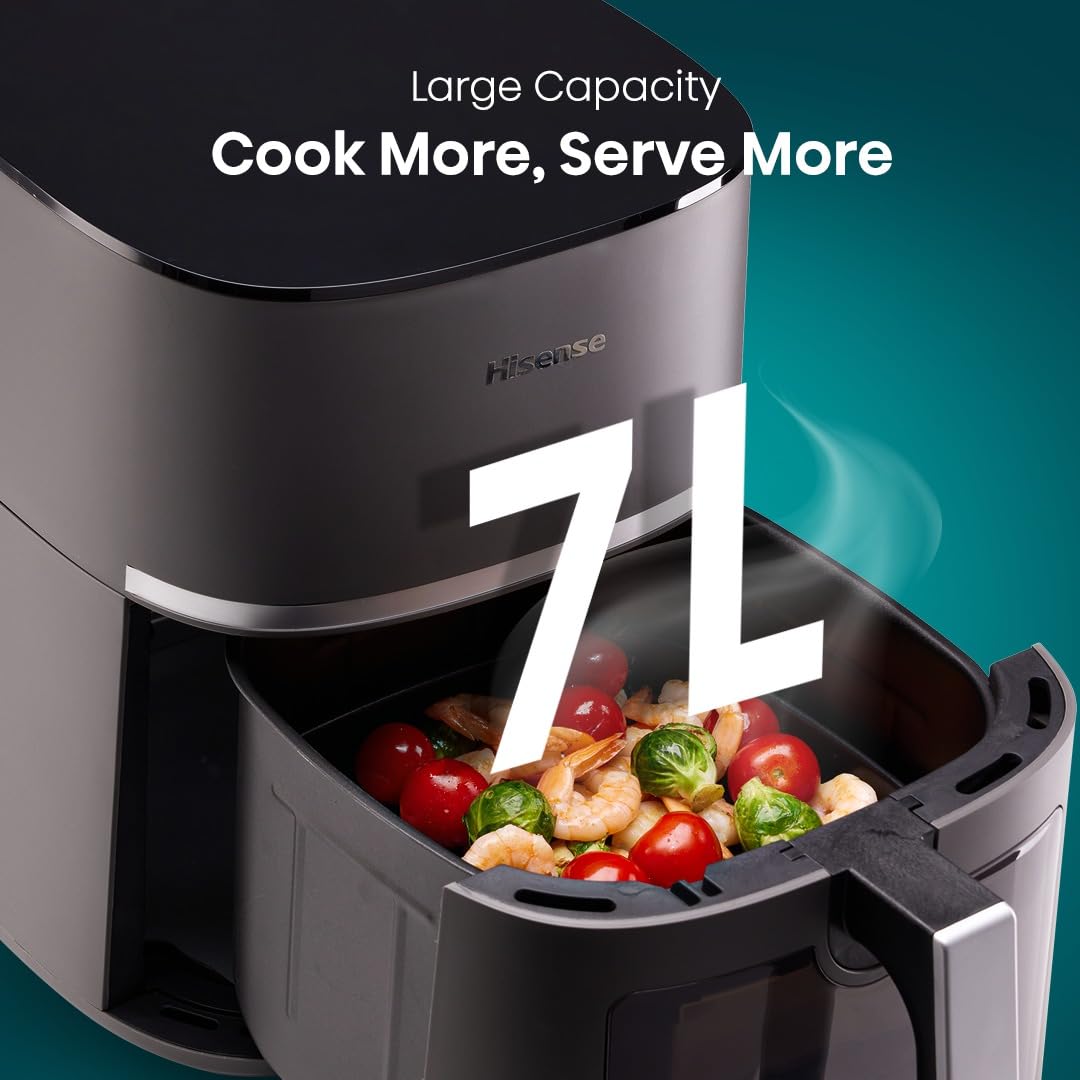Hisense HAF1900D - 10 programmi automatici, temperatura 40-200°C, 7L, potenza massima 1800W, display LED e comandi touch, finestra