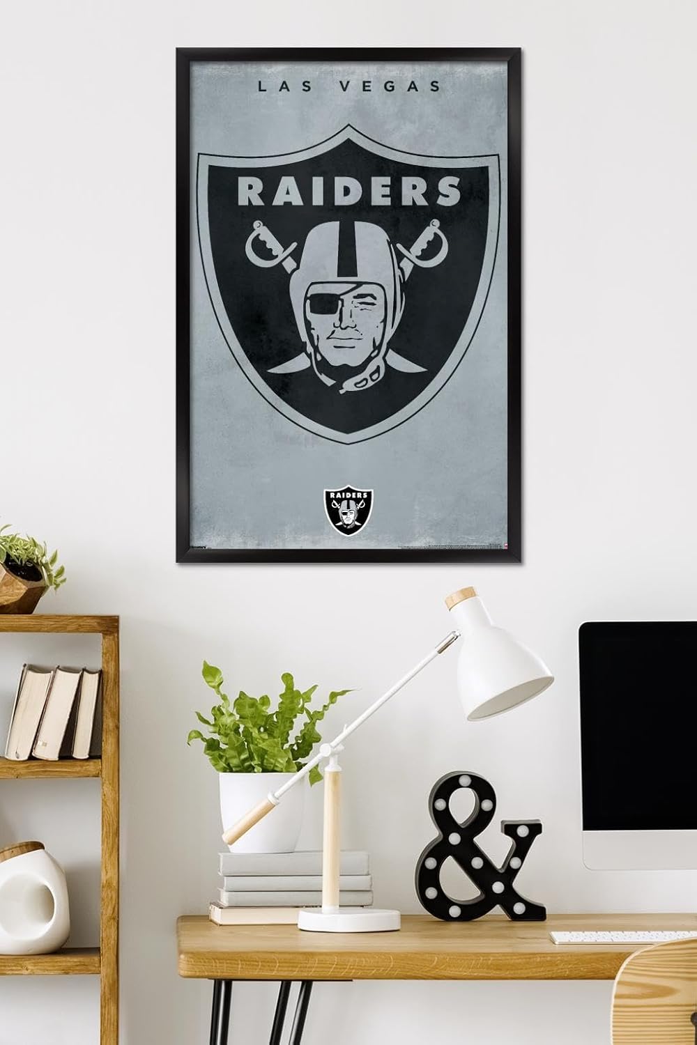 Trends International NFL Las Vegas Raiders - Logo 25 Wall Poster, 34L x 22.4W, Black Framed Version