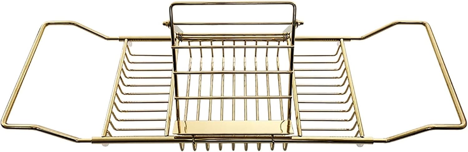 Bathtub Tray Stainless Steel Tub Shelf, Extendable Bathtub Caddy Wineglass Holders, Book Stand, Bath Tub Tray for Home Kitchen Bathroom, Spa Gifts for Women, 63-98cm (Color : Silver)