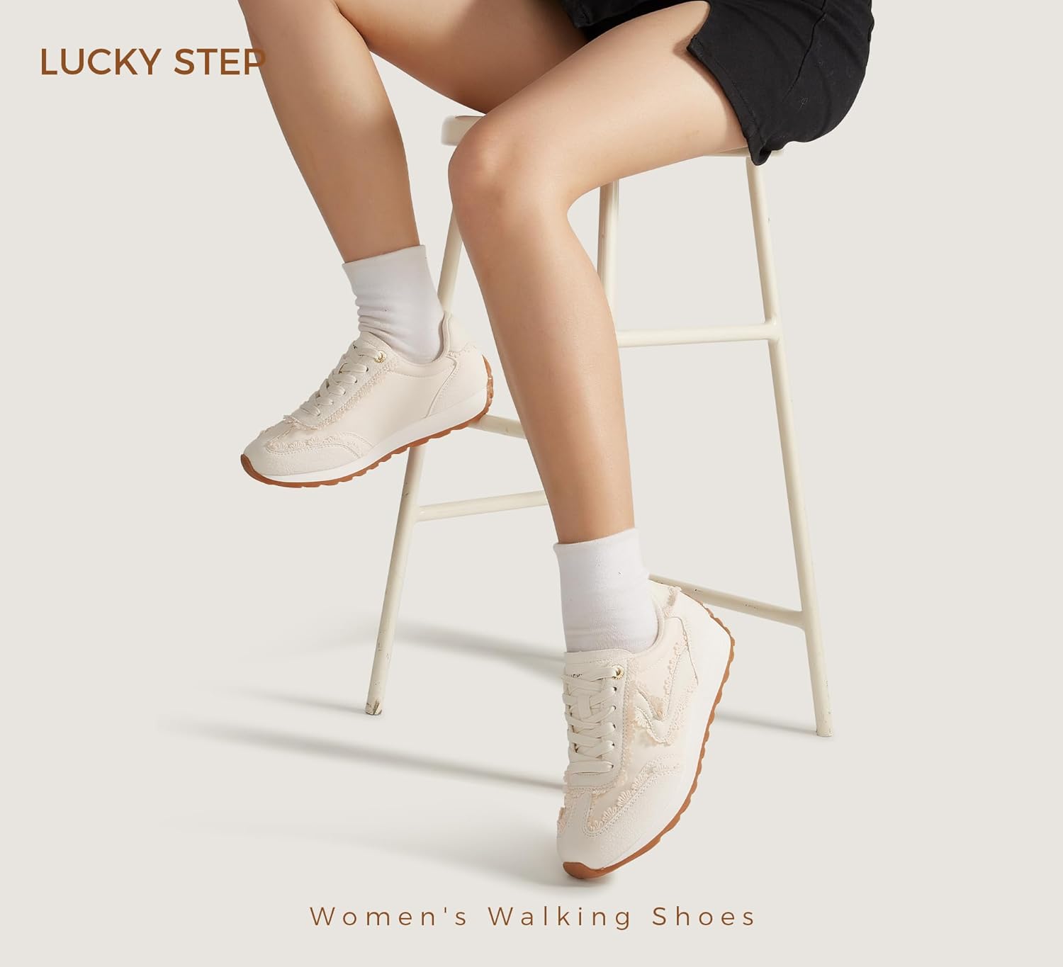 LUCKY STEP Women's Fashion Sneakers Trendy Tennis Shoes Neutral Stylish Retro Trainers Casual Running Walking Shoes - Image 9