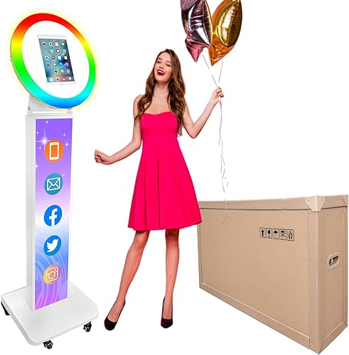 Miniatura 7 de ZLPOWER Soporte portátil para cabina de fotos para iPad de 102 pulgadas control de aplicación anillo RGB de luz sincronización de música caja de luz