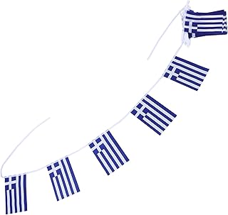 Griechische Sportflagge 14x21cm aus Polyester mit Praktischem Aufhänge Design und Lichtechter Quadratischer Kleiner Wimpelkette für Sportfeste und Feierlichkeiten