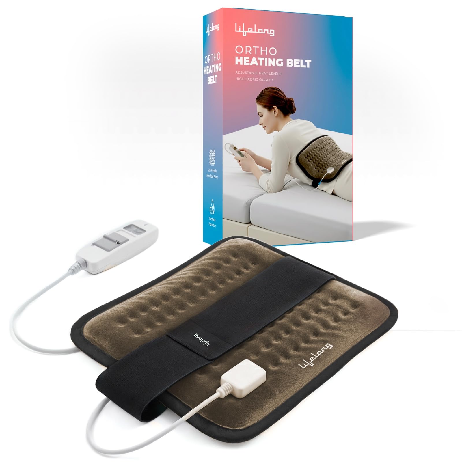 Lifelong Electric Heating Belt for Pain Relief | Heating Pad for Back, Shoulder, Knee, and Period Cramps | 3 Heat Settings with Auto Shut Off | 4-Layer Insulation for Safe & Comfortable Use (LLHB120)-image-16
