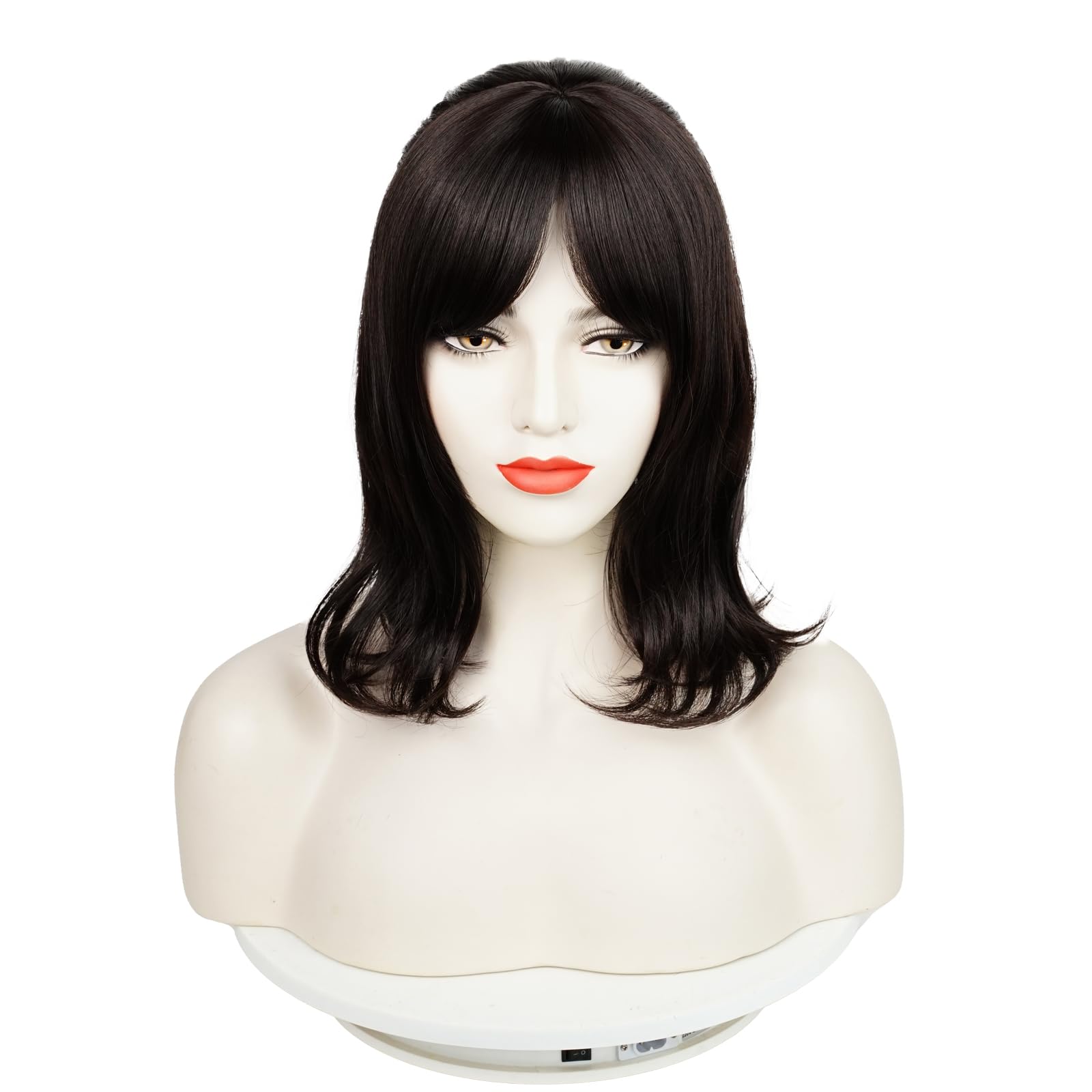 Wiggy Mermaid 35cm Long Black Wavy Wig + Wig Cap for Halloween Costume Party Cosplay