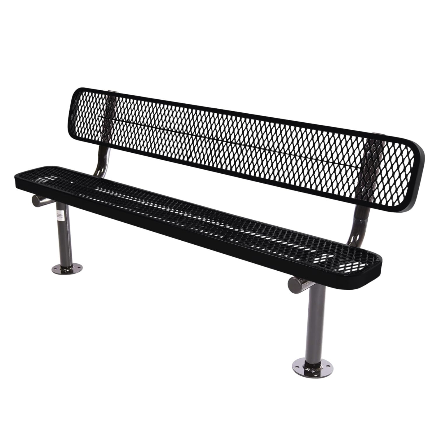 COATEDOUTDOORFURNITURE Coated Outdoor Furniture Heavy-Duty Outdoor Bench Thermoplastic Coated, Expanded Metal, Commercial-Grade Seating, Made in America (Surface with Back, 6 Ft, Black)