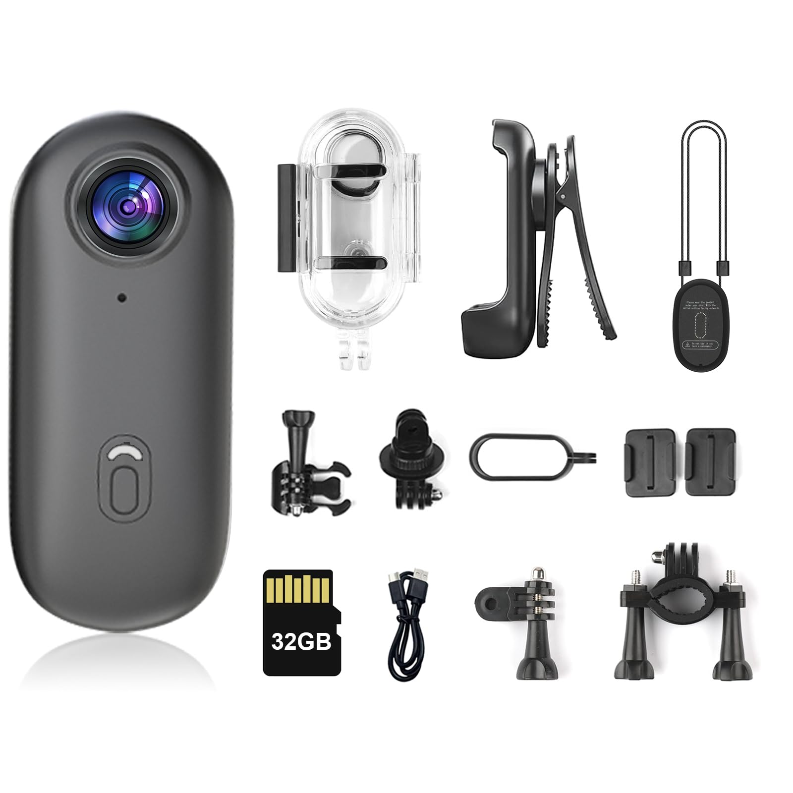 sakalaka HD 1080P Mini Körperkamera, POV-Kamera Tragbare Action Bodycam mit Halterung, Vlogging Mini Kamera, 32GB Karte enthalten, Freihandaufnahme für Sport, Radfahren, Reisen, Haustiere