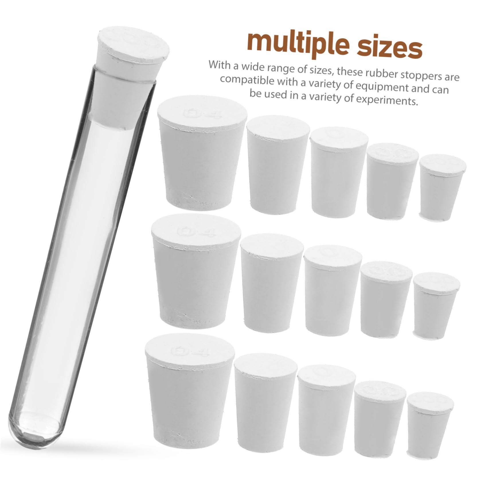 GLEAVI 200pièces Bouchons Caoutchouc Pour Laboratoire Assortiment De Étanches Et Résistants Aux Températures Idéals Pour Tubes à Essai Et Équipements De Recherche