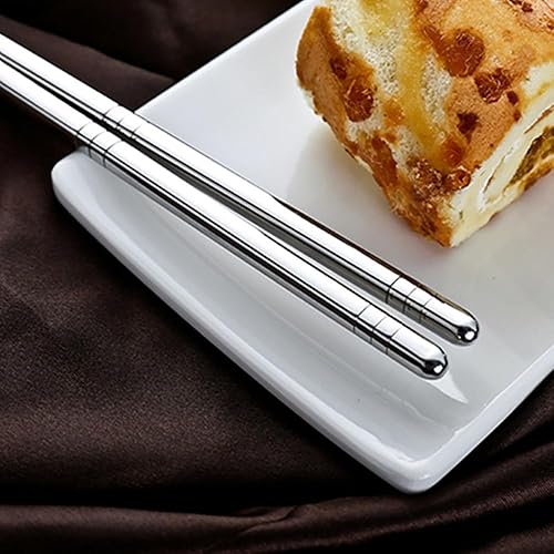 Miniatura 5 de Juego de cucharas y palillos, 4 pares de palillos de metal, juego de 4 cucharas coreanas reutilizables para el hogar, cocina o restaurante