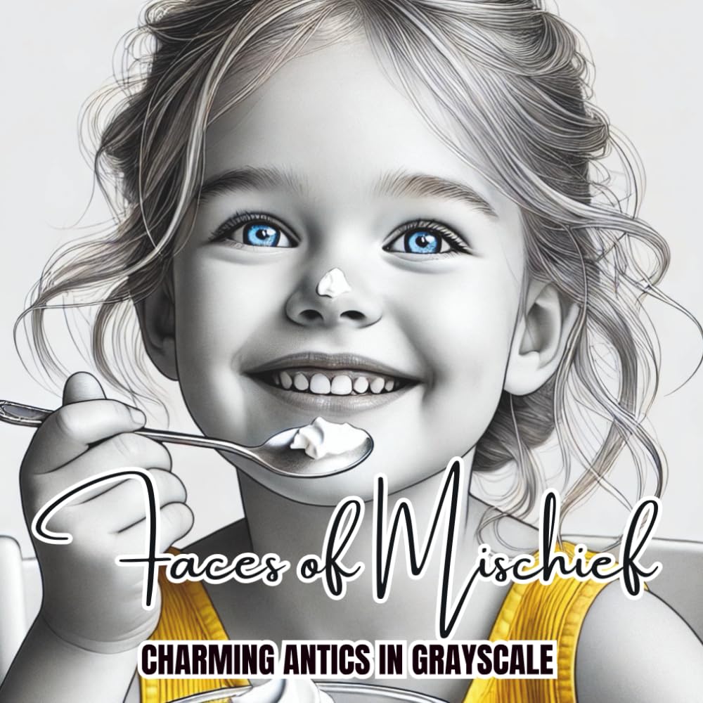 Faces of Mischief: Charming antics in Grayscale, a Portrait Coloring Book Celebrating the Cheeky, Playful and Charming Spirit of Childhood