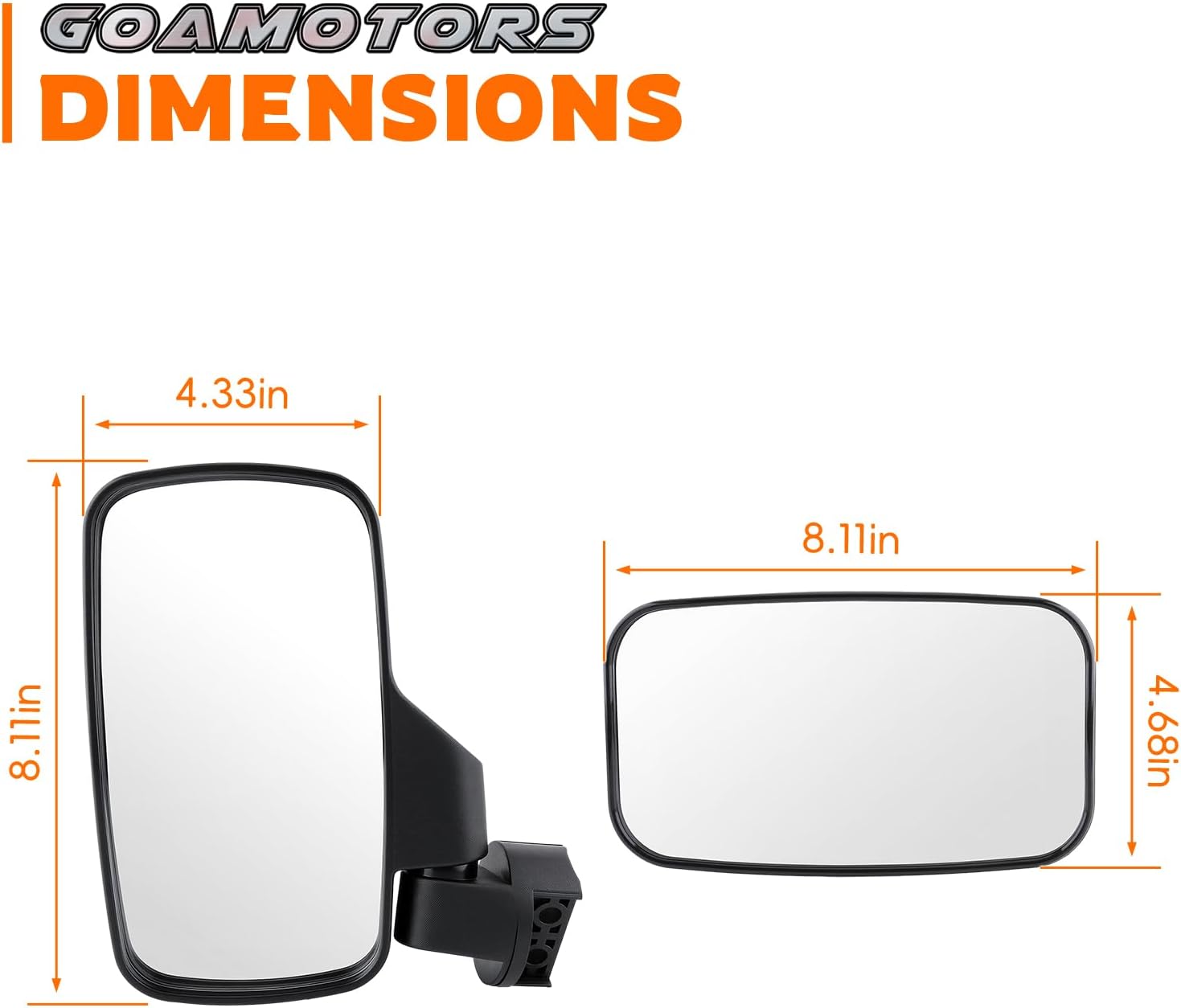 GoaMotors 1.6" to 2" Bar UTV Side and Center Mirror Set Adjustable Rear view Mirror Compatible with Polaris Ranger/RZR for Yamaha Rhino for Gator for Honda Pioneer Talon for Kawasaki