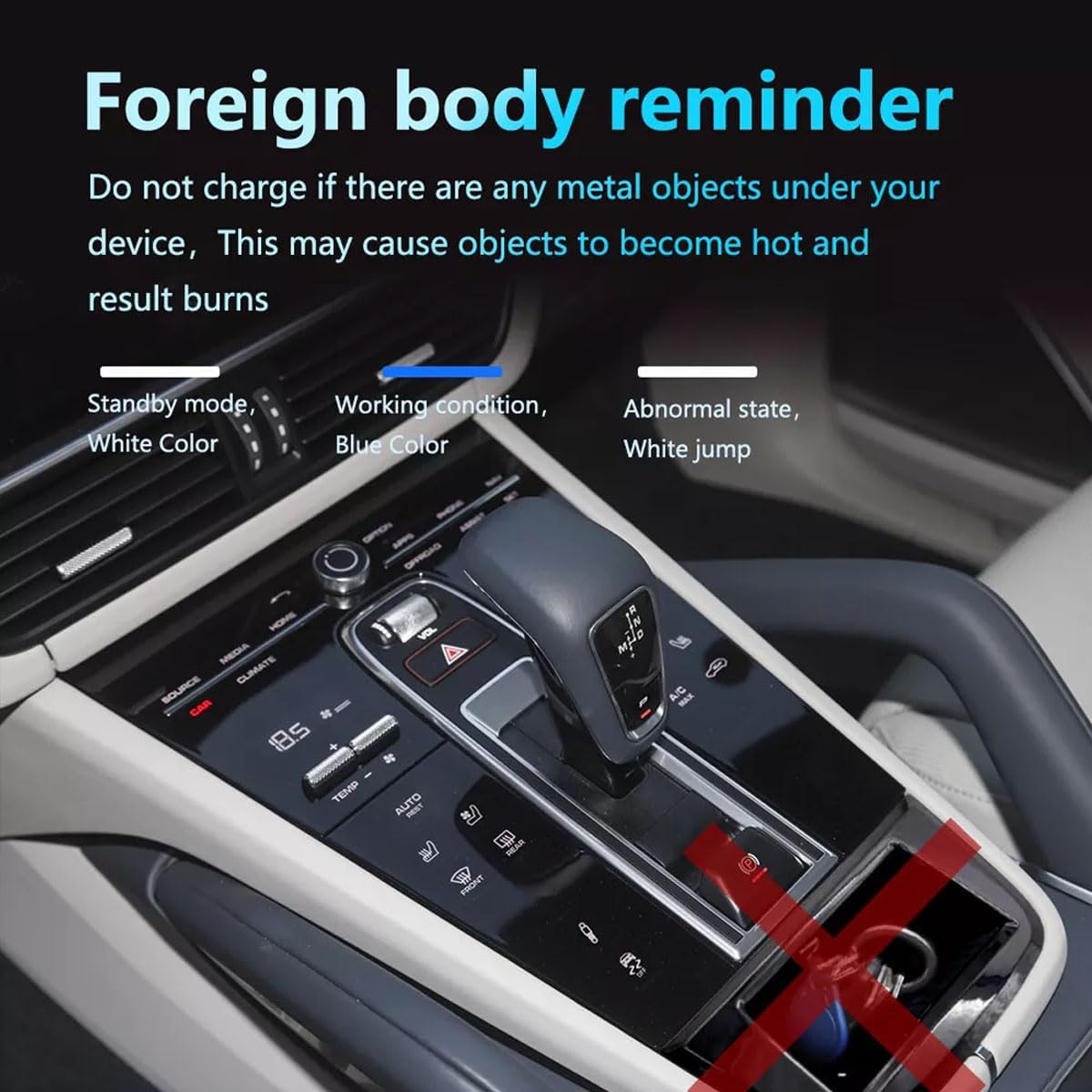 Center Console Phone Wireless Fast Charging Pad for Porsche Cayenne 2018-2023, Compatible for iPhone Fit in Center Console, with Storage