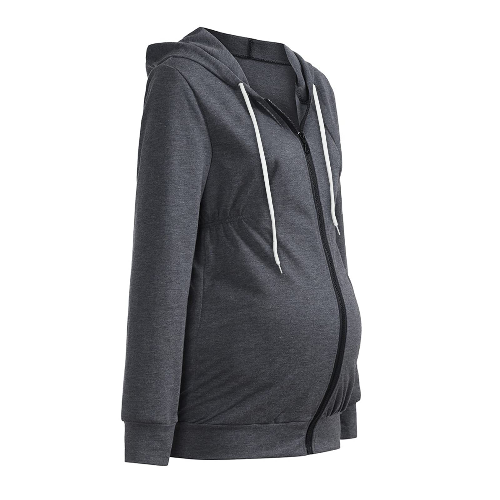 Damen-Sweatshirt, Schwangerschaft, lässig, mit Reißverschluss, mit Taschen, langärmelig, Sweatshirt, Umstandsbluse, zierlich, Damenmode