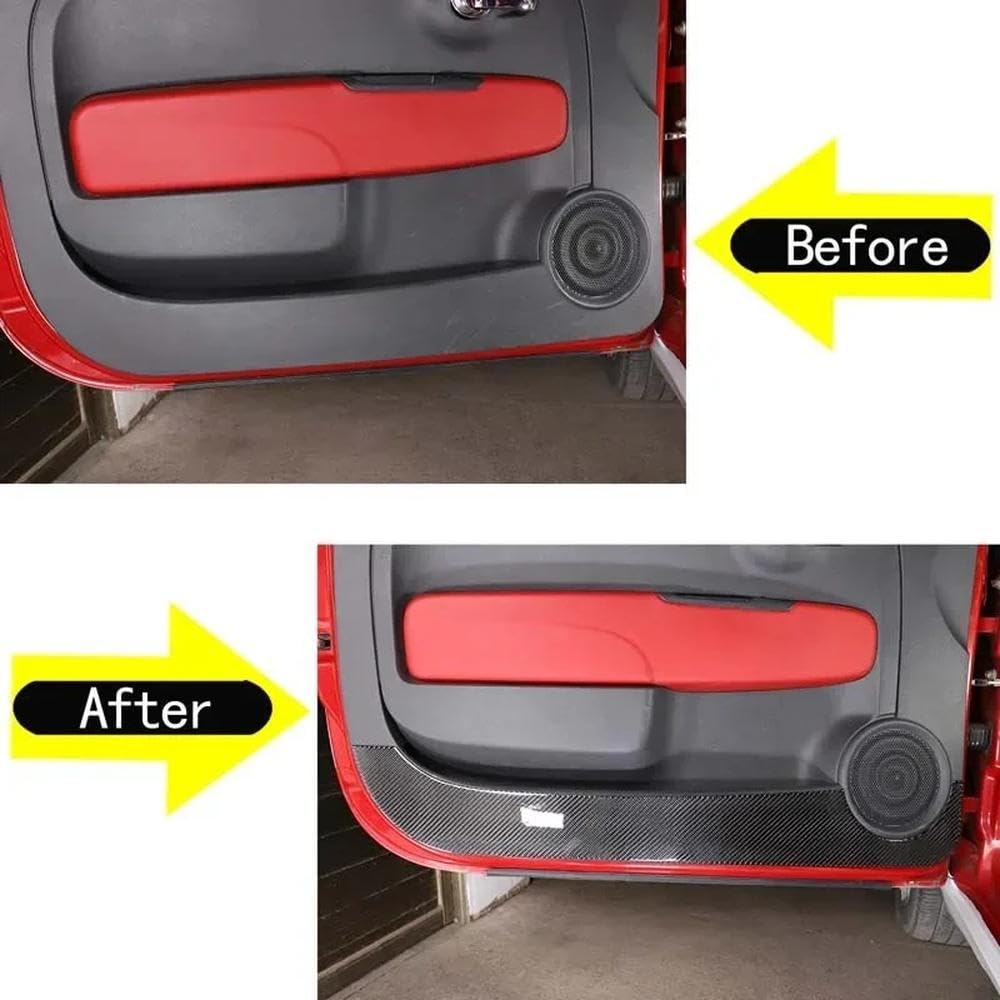 Ricambi per auto Kit Di Adesivi Per Pannello Anti-calcio Inferiore In Fibra Di Carbonio Per Interni Auto 2 Pezzi Per Fiat 500 2011-2019, Accessori Di Protezione(Red)