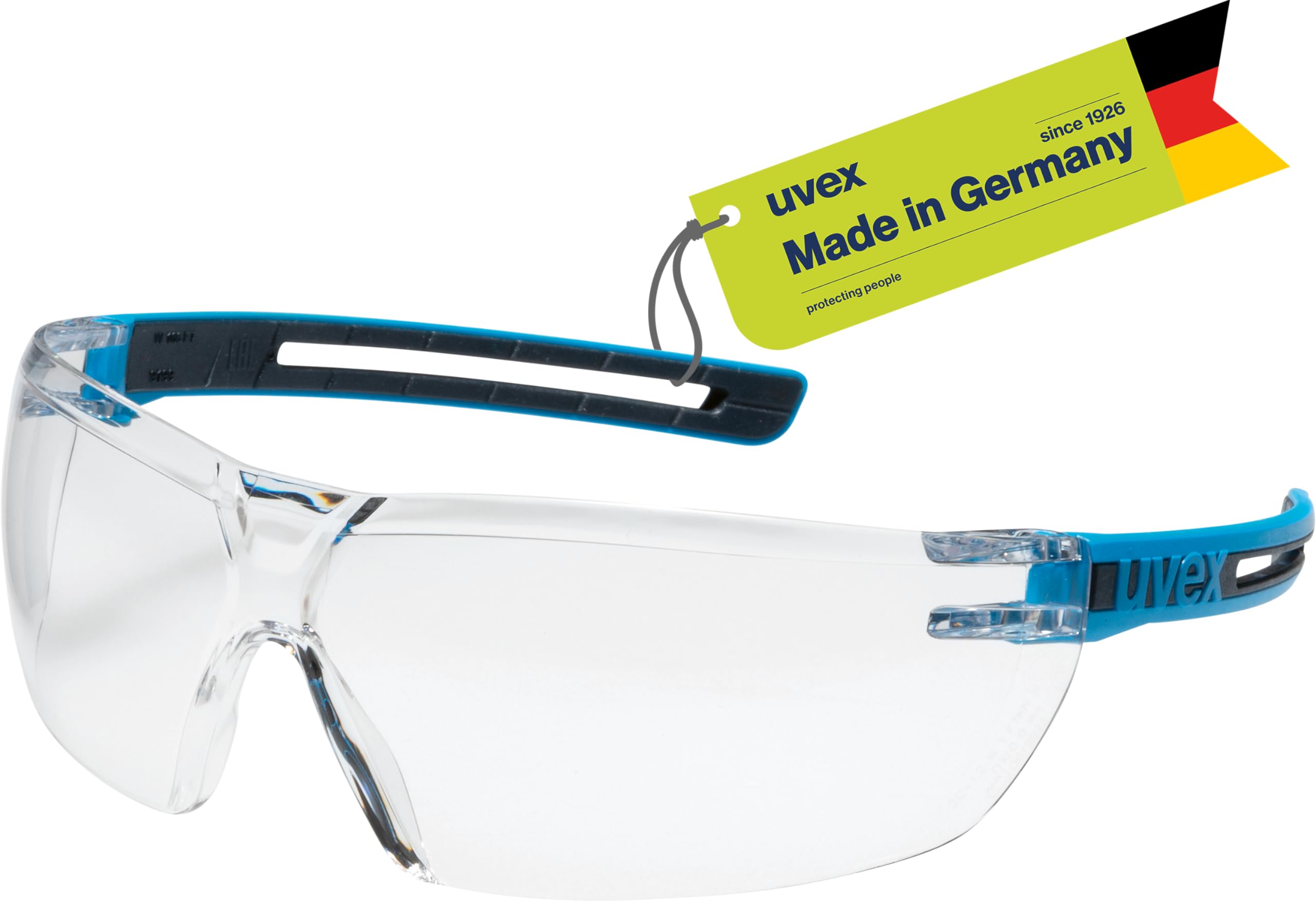 Tune-up Safety Glasses - Temple Glasses Supravision Excellence Technology - Metal-Free, Anti-Fog & Scratch-Resistant - One Size - Blue/Anthracite, Transparent