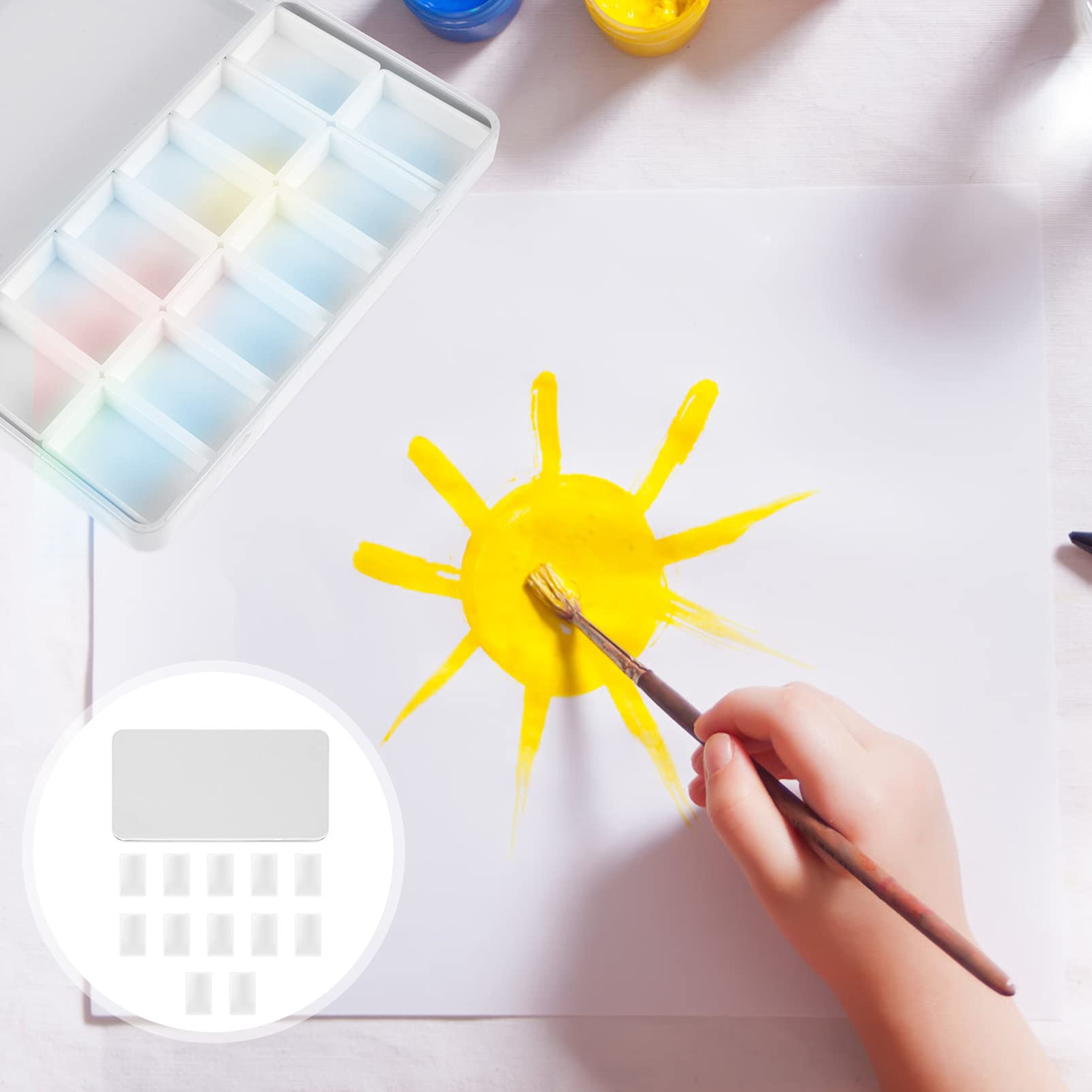 BATLAM Paleta de latas de Acuarela, Caja de Paleta de Pintura, 24 paletas de Acuarela herméticas a Prueba de Fugas de 1 ml para Acuarela, Gouache, Pintura acrílica, Blanco (Blanco 4)