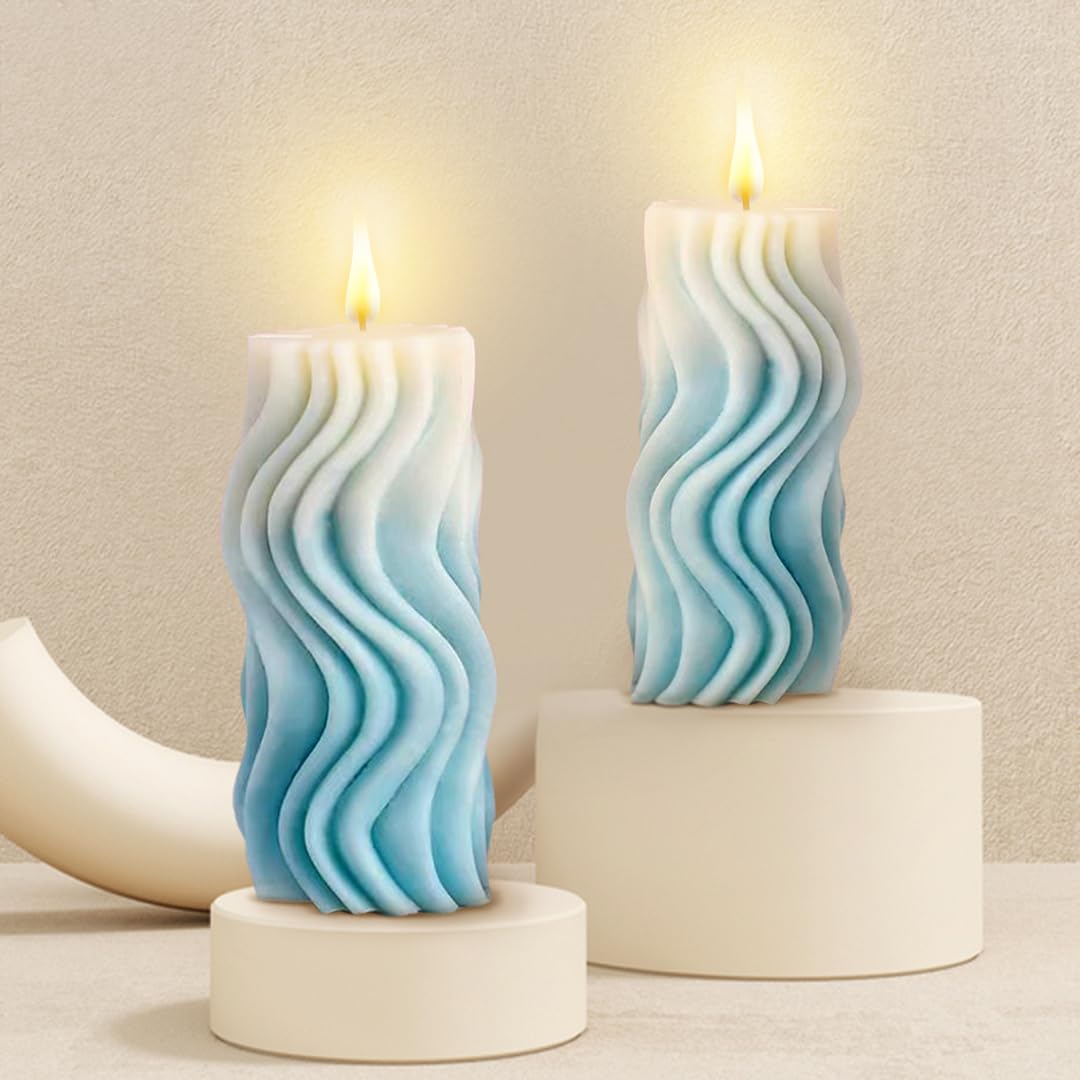 Smello's Wave Flow Cylindrical Pillar Candle Silicone Mould (SCM 156)-image-9