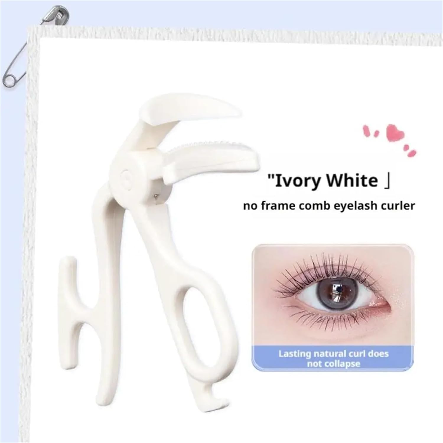 Frameless Comb Eyelash Curler Fits The Eye Shape Preventing Clinging Wide-Angle Three-Dimensional Curled Look Natural(White-1)
