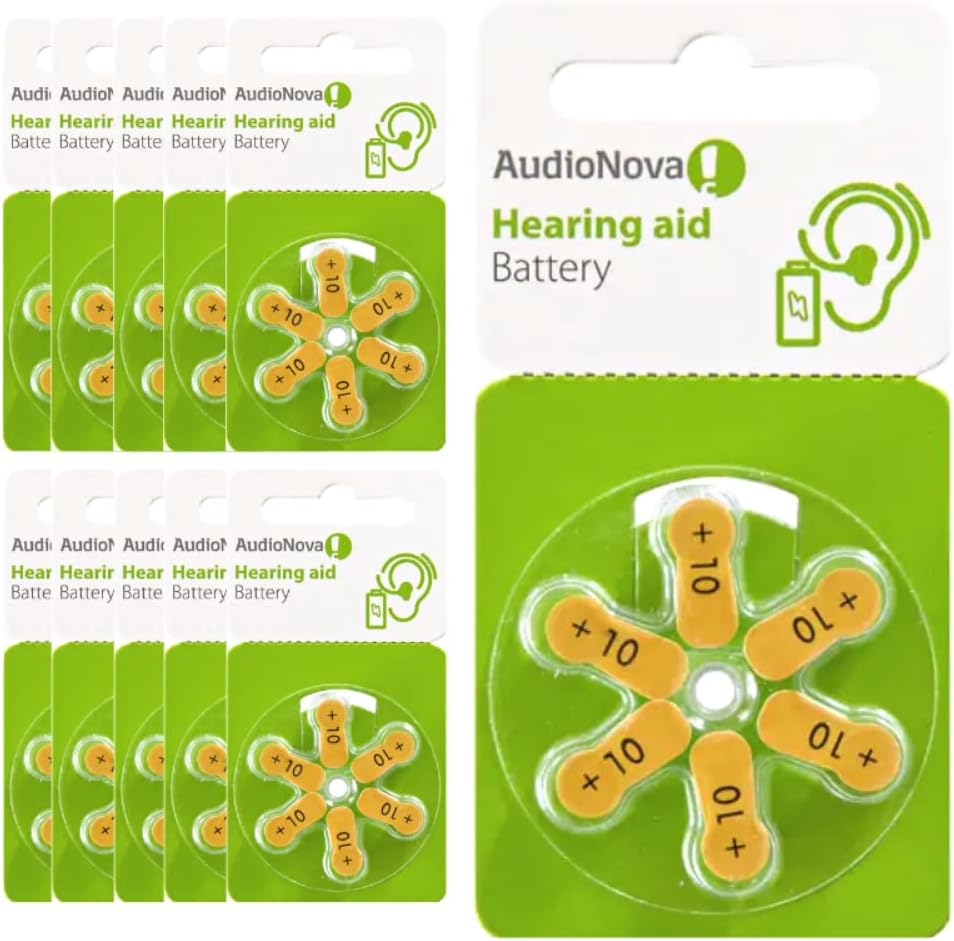 AudioNova Hearing Aid Batteries Size 10 (PR70) Mercury Free, Zinc