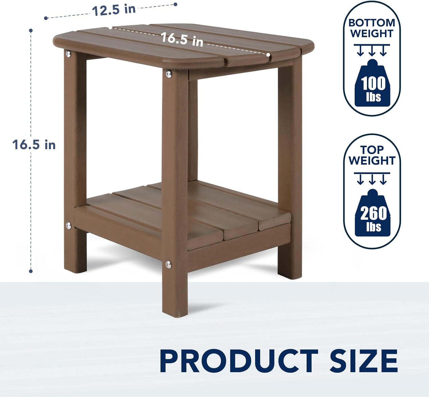nne Adironda Side Table Outdoor Side Table HDPE Plastic Double