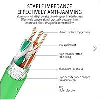Vista 5 de DRRI M12 4Pin D-Code macho a D-Code macho Cable Cat5 blindado Ethernet para Ethernet industrial, Profinet, Ethernet/IP y EtherCat (1M)