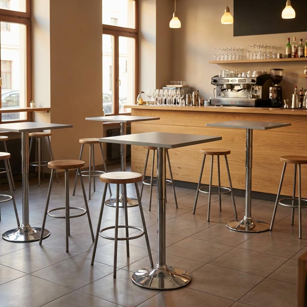 Brigros WeHome Bar Table, High Table, Height-Adjustable Living Room Table, Square Table or Round Table, Kitchen Table (Grey, Square)