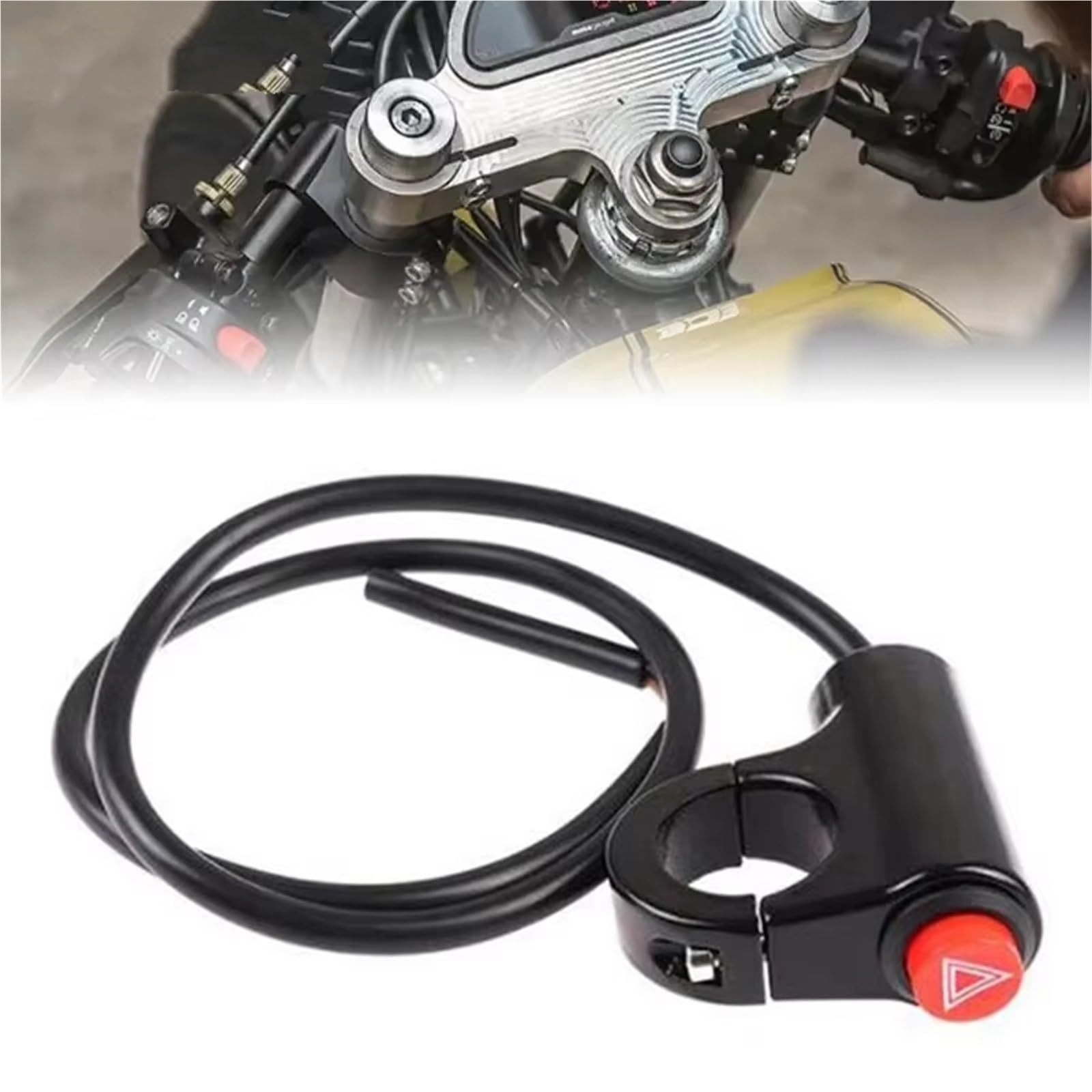 Interrupteur Clignotant Moto Bouton Commutation Des Feux Détresse Double Avertissement Pour Scooter Véhicule Électrique Lampe Signalisation D'urgence Contacteur d'Allumage(A1)
