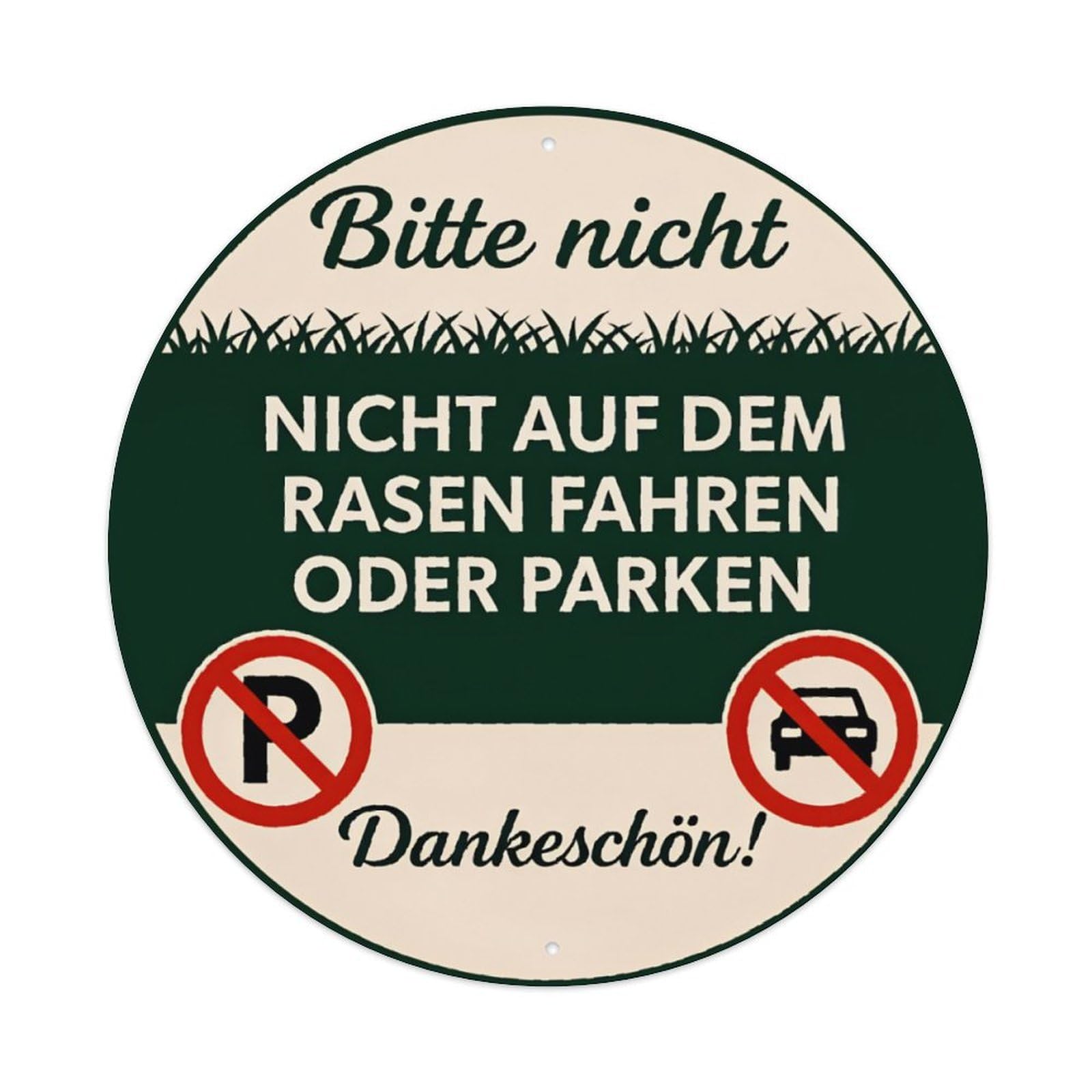 German No Parking On Lawn Warning Sign Vintage Aluminium Metal Sign, Retro Wall Decor for Home, Bar, Garage & Farmhouse 20x20cm