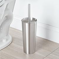 Vista 3 de mDesign Juego de escobillas de inodoro de metal delgado, moderno soporte independiente para baño, práctico con acabado resistente al óxido