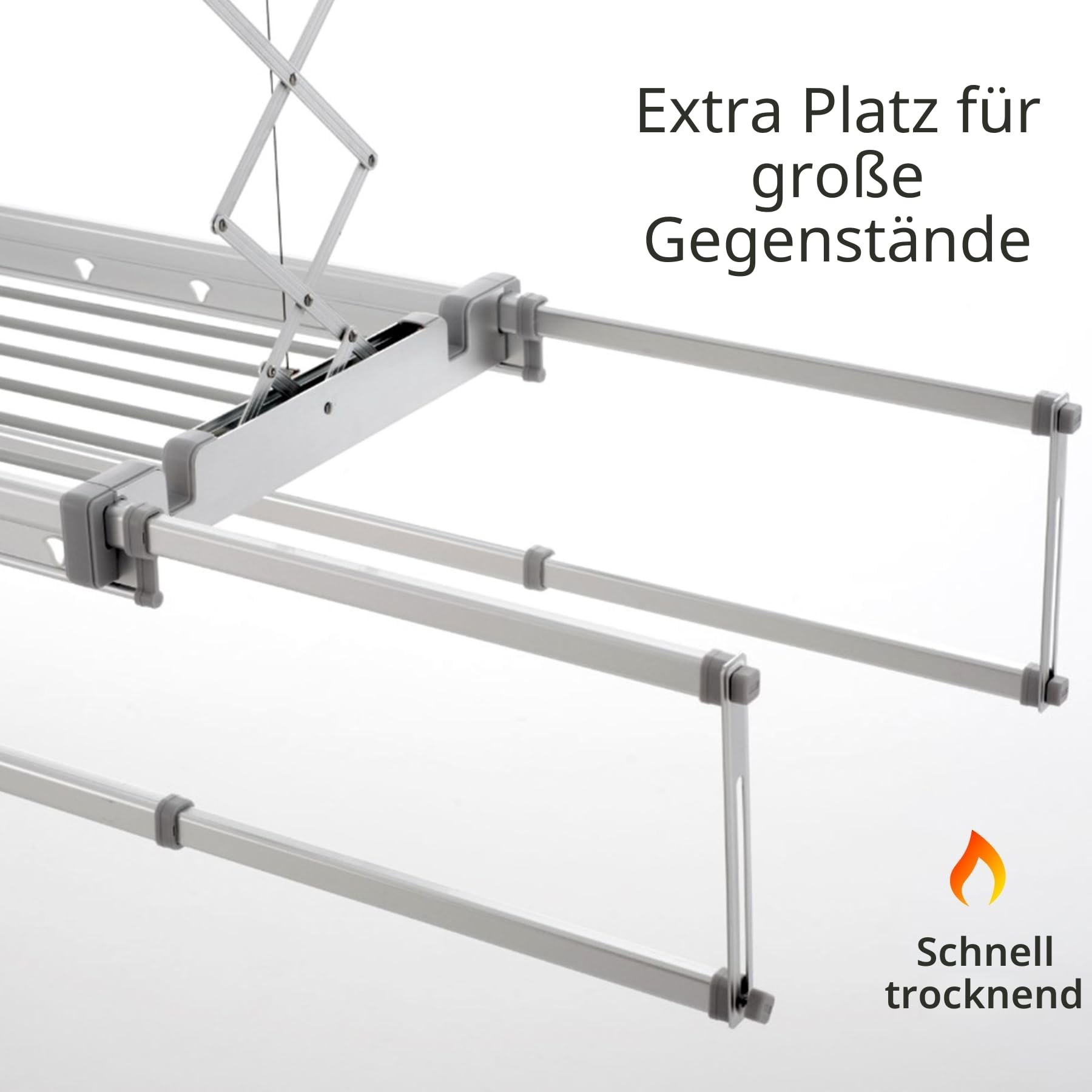 Foxydry Pro Wäscheständer für die Decke, beheizbar, mit Fernbedienung, mit Heißbelüftung, aus Aluminium und Stahl, für Bettwäsche (160 cm)