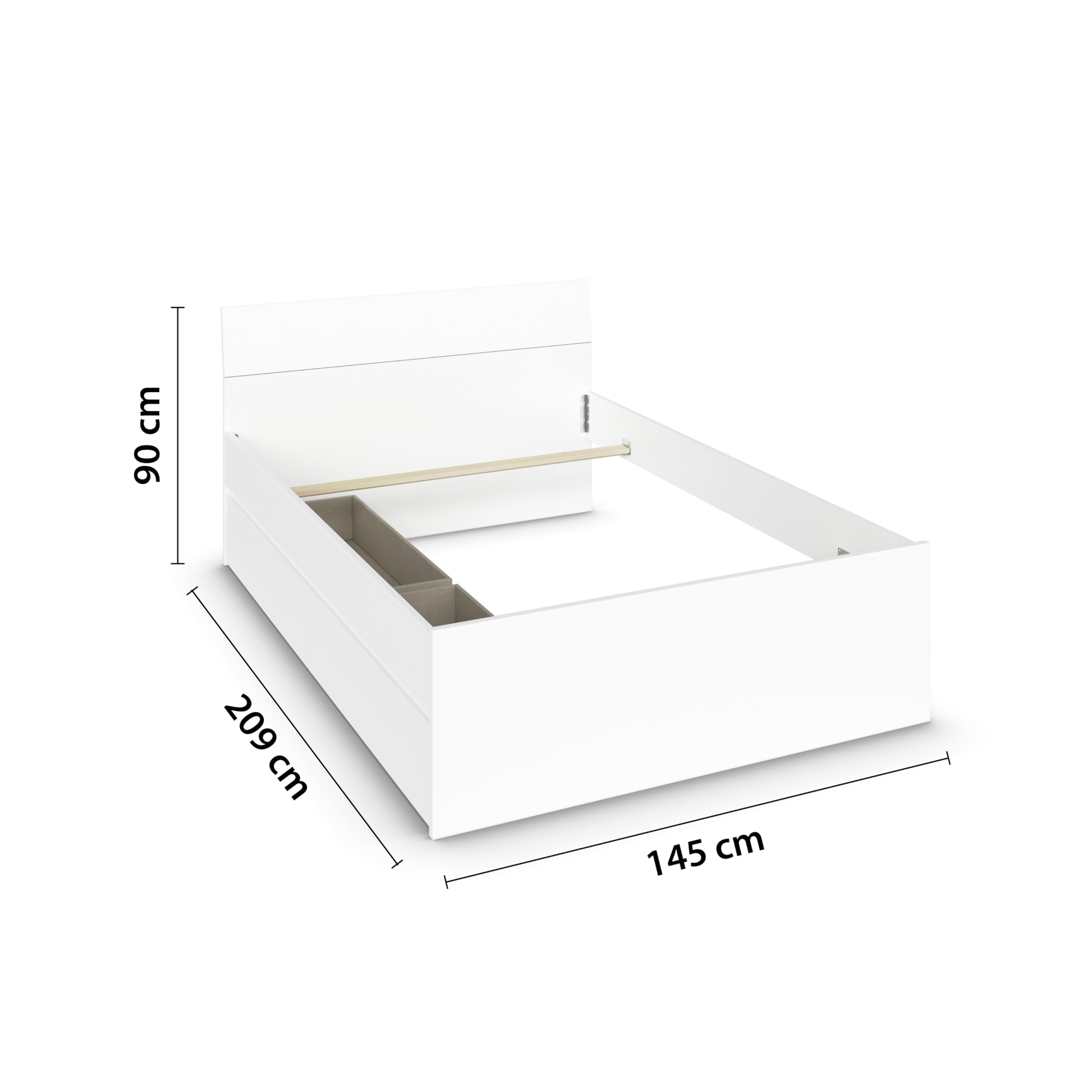 Rauch Möbel Joel, Bett, Farbe Weiß, Maße 145x90x209 cm | Doppelbett, Stauraumbett, mit 2 Stauraumschubladen, für Schlafzimmer, Jugendzimmer, Gästezimmer, Liegefläche 140x200 cm