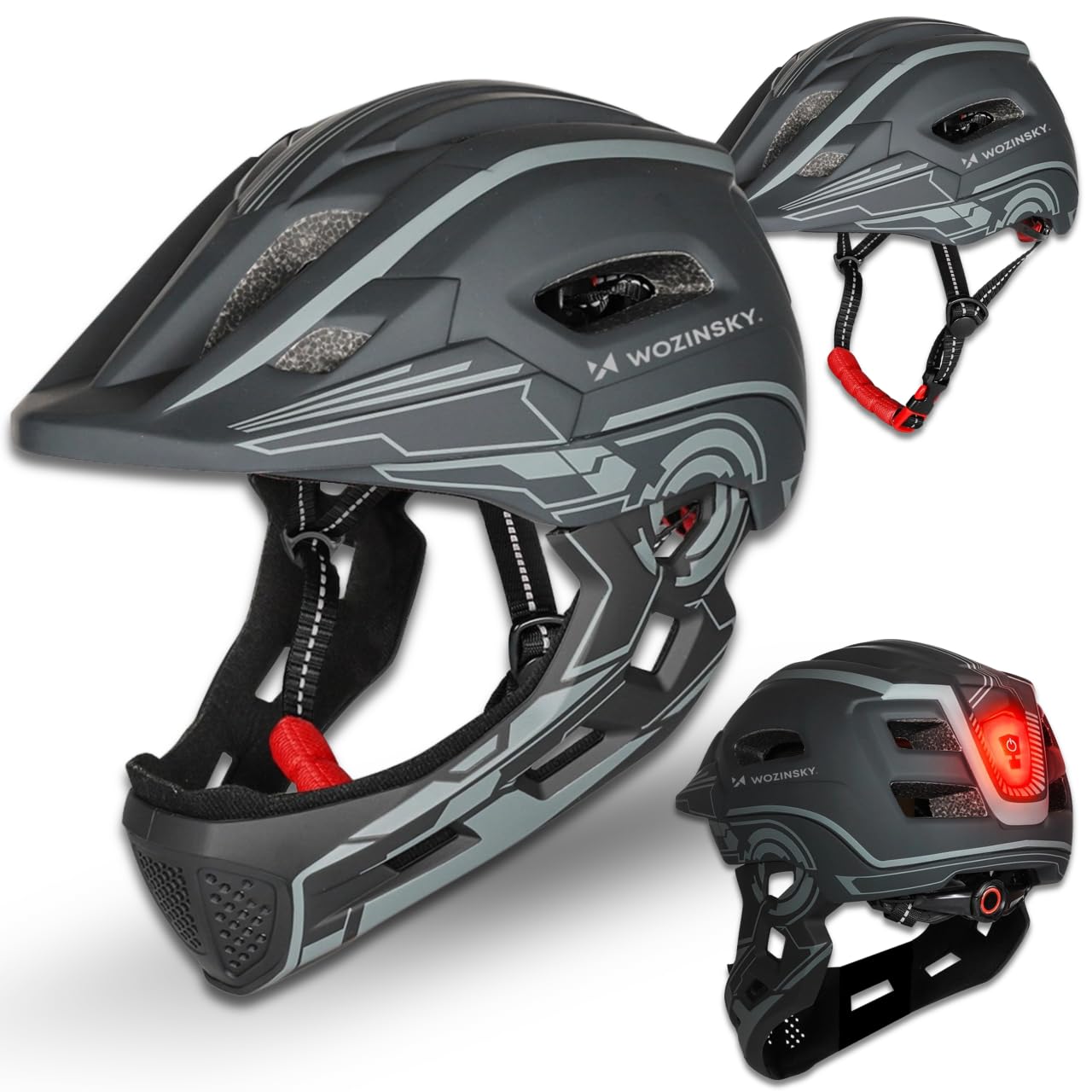 Fullface Kinderhelm MTB Fahrradhelm Helm für Radfahren Wozinsky Größe S 52-56 cm