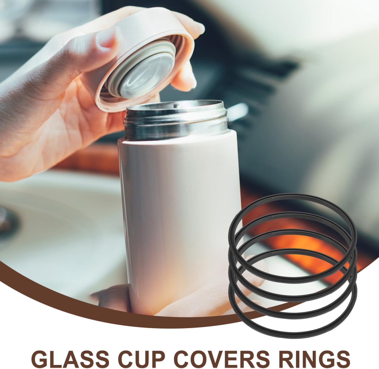 ULTECHNOVO 4 Pack Wide Mouth Platinum Silicone Sealing Rings Gaskets for Leak Proof Mason Jar Lids Insulated Stainless Steel Tumbler image 5
