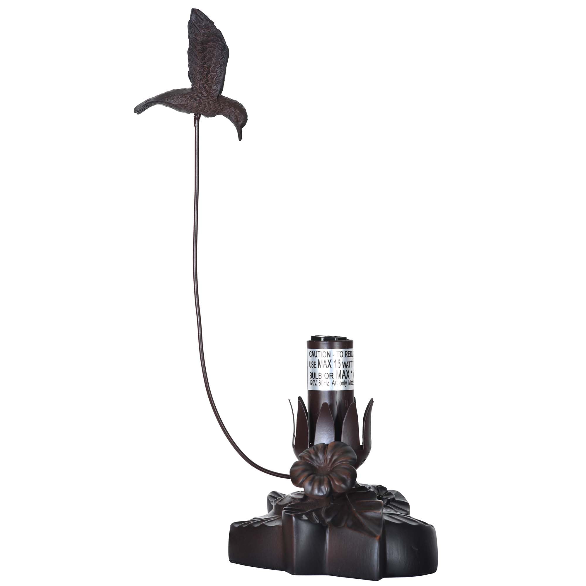 LL10 Lámpara de mesa de vidrio soplado con colibrí volando sobre lirio para decoración del hogar (blanco, 4.25 pulgadas de ancho x 12 alto) 6