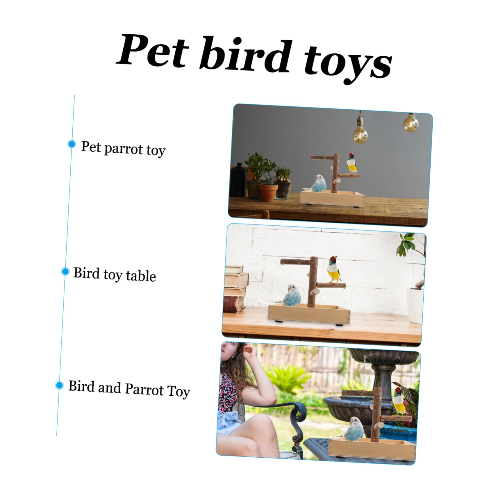 DOITOOL Percha de Madera para Pájaros Cockatiel Desarrolla Equilibrio y Coordinación Soporte Seguro para Morder Juguete de Entrenamiento para Aves en Casa
