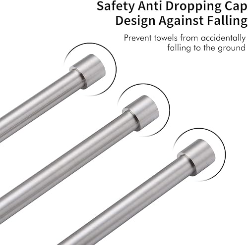 Miniatura 7 de KES Toallero de baño, toallero giratorio de 15.5 pulgadas, 2 brazos, barra de toalla doble oscilante montado en la pared, acabado cepillado de acero