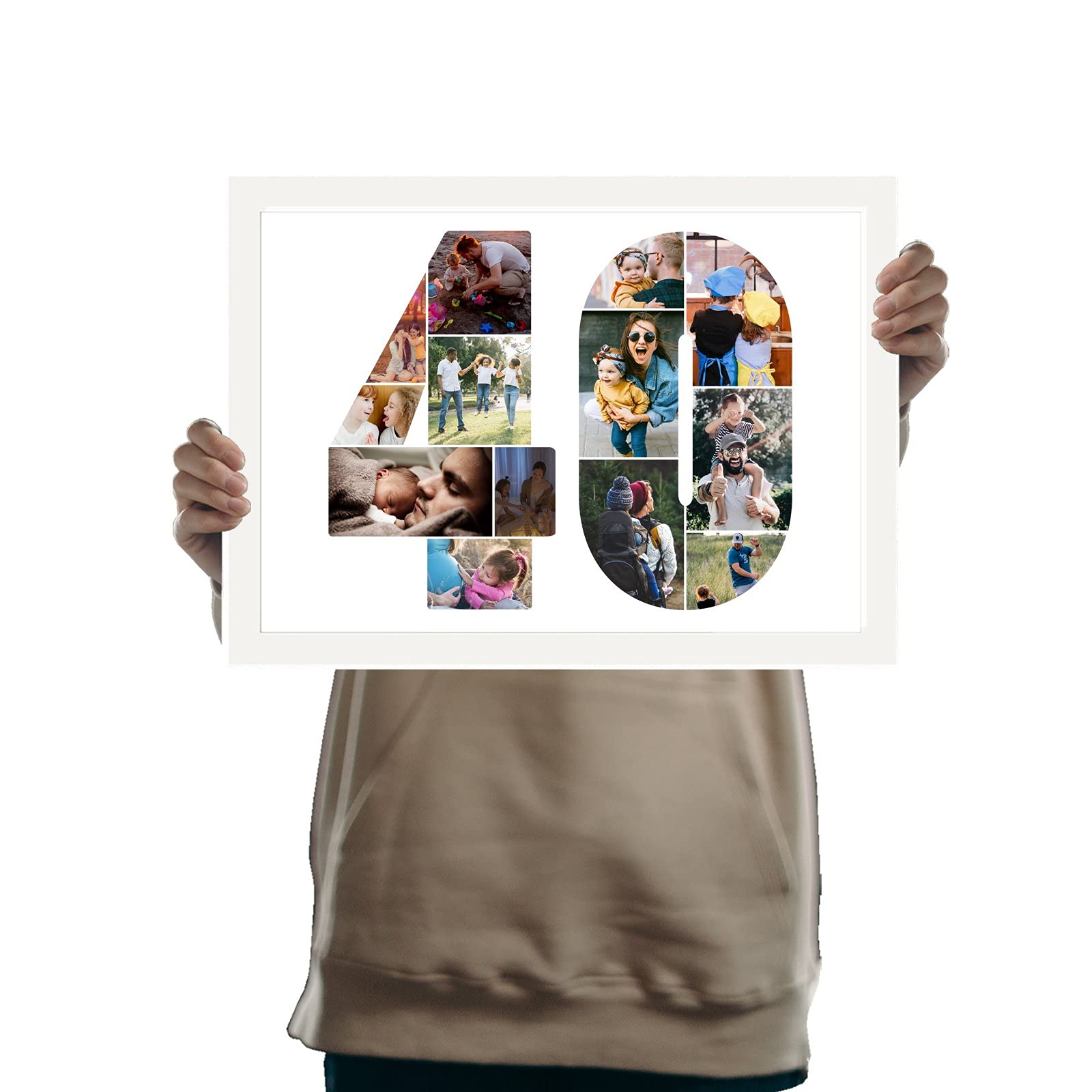 You Personalise 40th Birthday Personalised Photo Collage Framed White A4