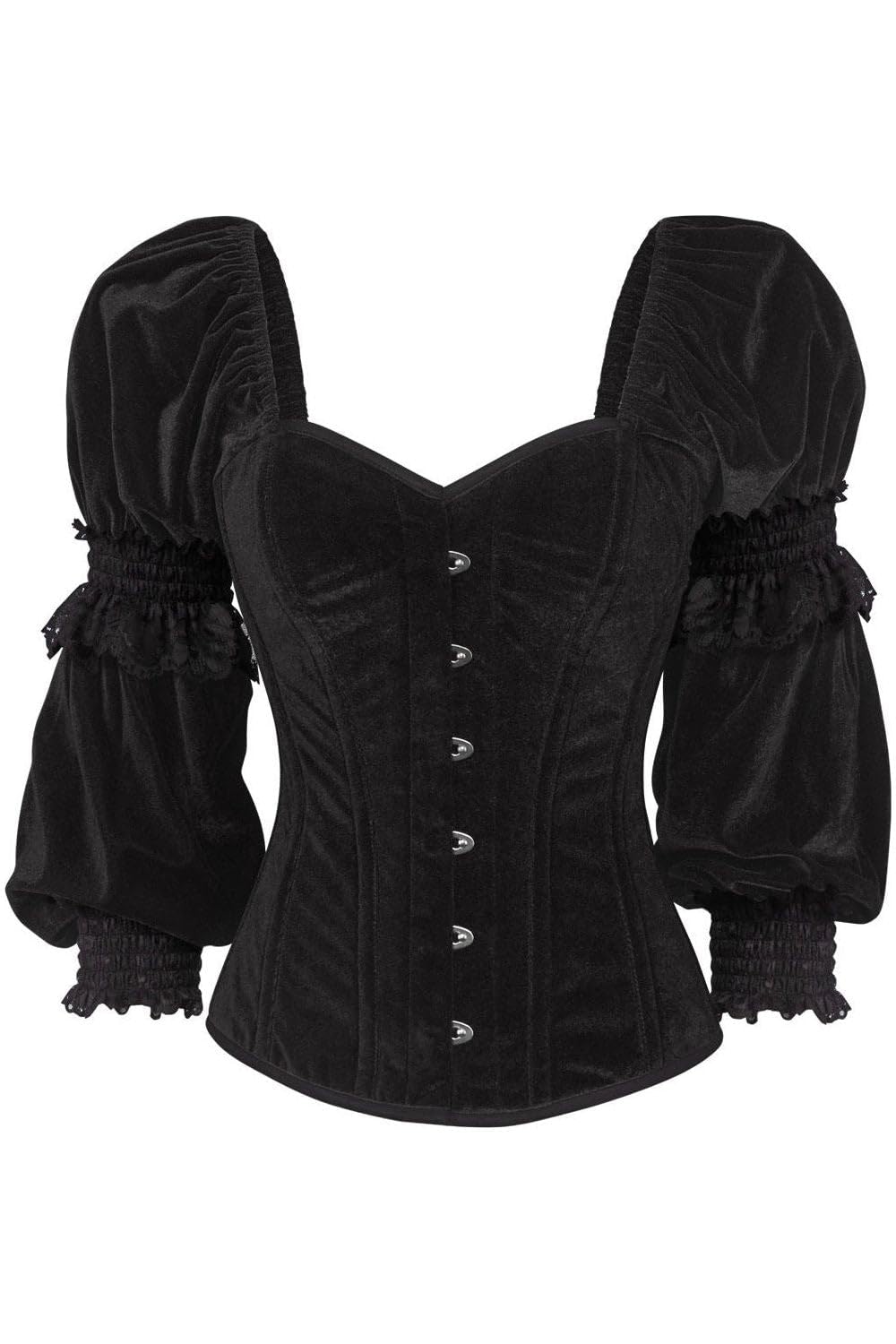 Daisy corsets womens Daisy Corsets Top Drawer Black Velvet Steel Boned Long Sleeve Corset, Black, Medium