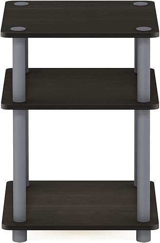 Miniatura 5 de Furinno Turn-N-Tube Mesa auxiliar multiusos de fácil montaje, mesa auxiliar, mesa de sofá, mesita de noche, tubos redondos, color espresso