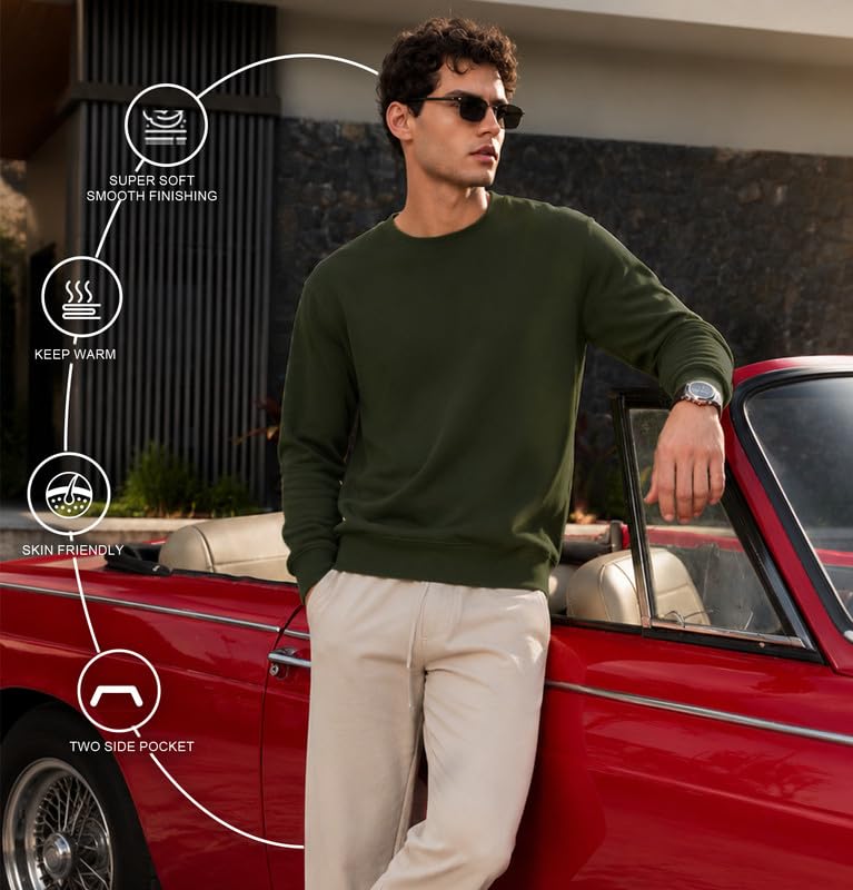 Image of Sleepynuts Men's Full Sleeve Round Neck Fleece Sweatshirt