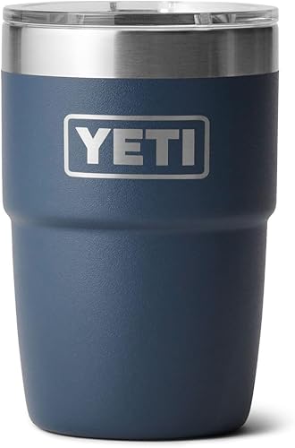 YETI Rambler Taza de café aislada de 8 onzas con tapa, taza de café apilable de doble pared aislada al vacío, forro de cerámica DuraSip, diseño apto