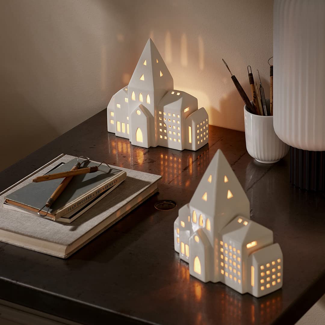 Kähler Light House City Urbania in Ceramica, Silhouette architettonica Chiara, Blu