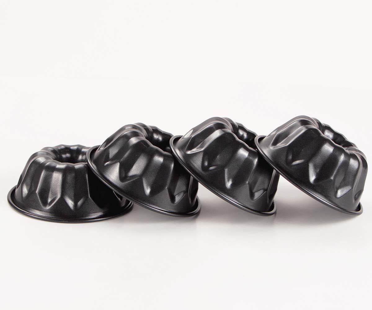webake Moule Kouglof Mini 11cm Lot de 4 Moule à Gâteau Rond Avec Revêtement Antiadhésif Moule à Kougelhopf