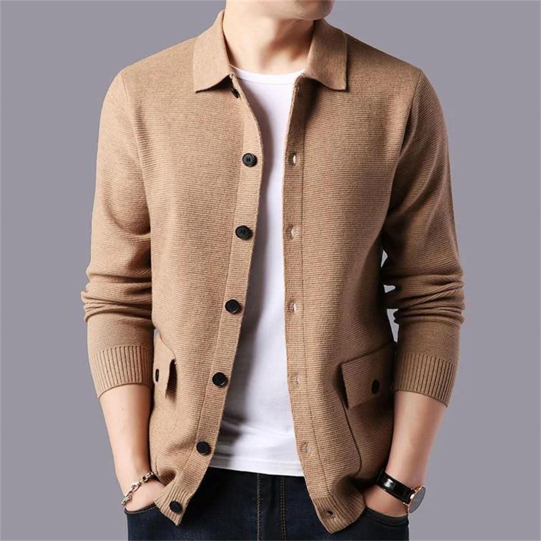 Men Cardigan Knitting Sweaterscoat Winter Casual Sweater Jackets Turn Down Collar Knitted Cardigan