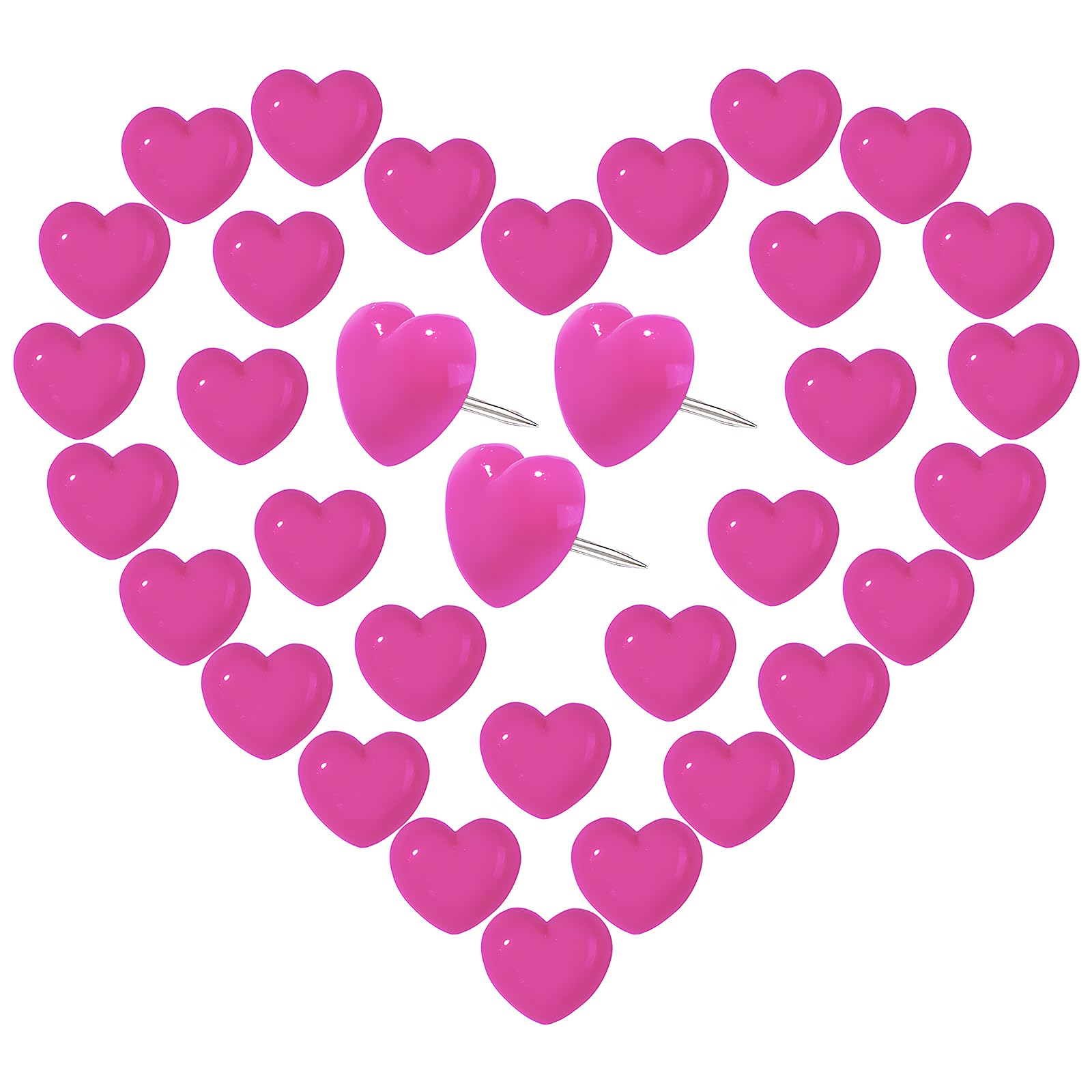 VAPKER Love Heart Push Pins 150Pcs Hot Pink Thumb Tacks Drawing Pins Cute Plastic Pushpins Decorative Pins with Steel Point Map Tacks for Photos Wall