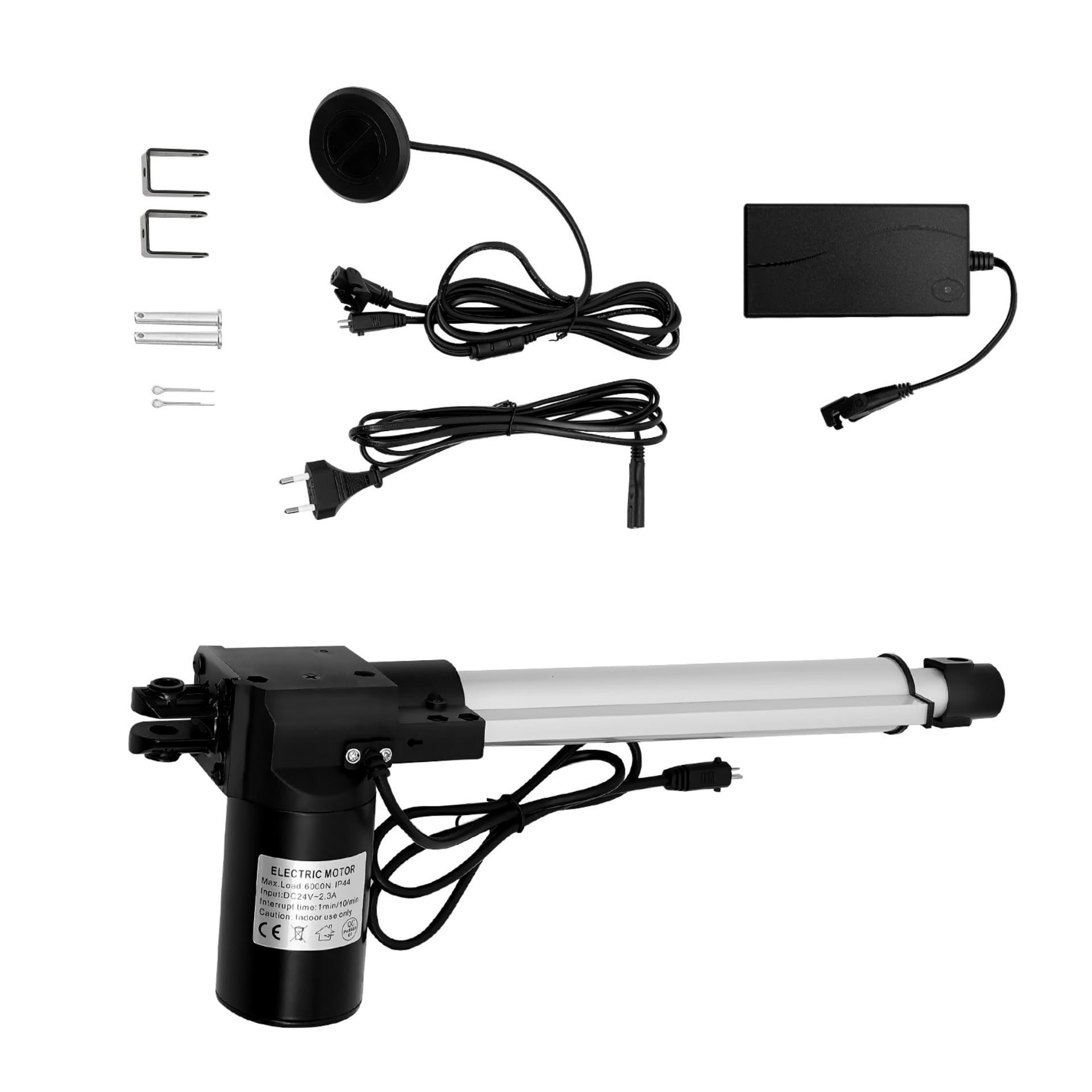 Attuatore lineare, motore lineare elettrico DC 24V 6000N, lunghezza corsa elettrica 230 mm, attuatore lineare elettrico mini silenzioso protezione cortocircuito interruttore di fine corsa attuatore