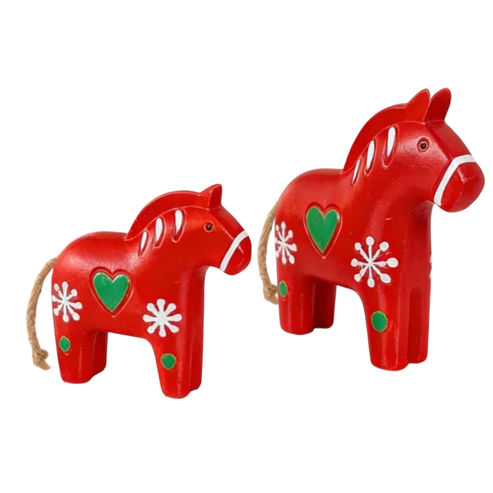Resin Dala Horse Ornament, 2-Piece Decorative Figurine Set 12x4x11cm and 8.5x2.5x7.5cm for Home, Living Room, Bedroom, Studyroom, Desk, Shelf