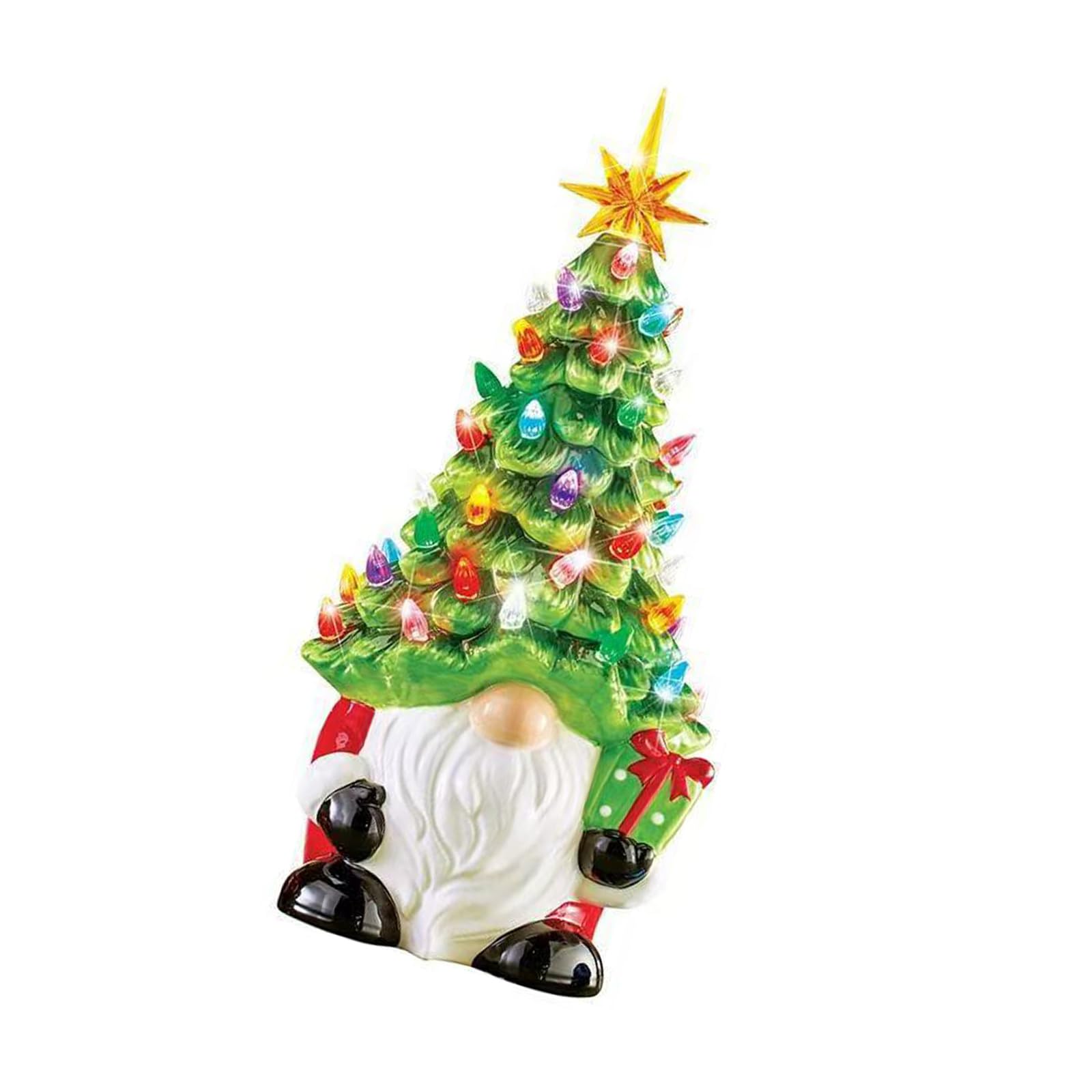 Prelit Xmases Tree Table Ornament Christmas Decorations Lighted Up Gnomes Christmas Tree with Multicolored Lights Gift Lighted Up Gnomes with Multicolored Lights