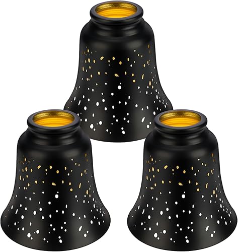 Miniatura 16 de Globos de repuesto para ventilador de techo, paquete de 4 globos de repuesto con patrón de crisantemo y adaptador de 1-5/8", ALUCSET de 4.5